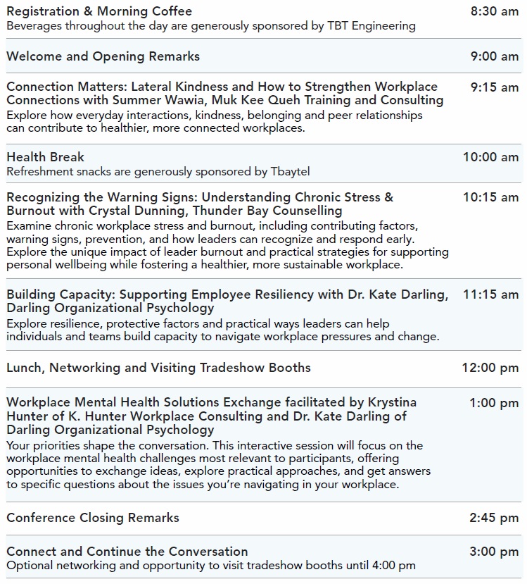 Mental Health in the Workplace Conference - Day 2 Agenda