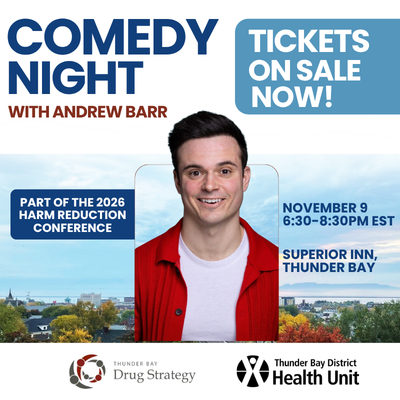 a flyer promoting Harm Reduction Comedy Night